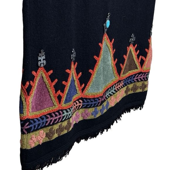 Double D Ranch Multicolor Embroidered Embellished Lambswool Blend Skirt Womens S - Picture 4 of 9